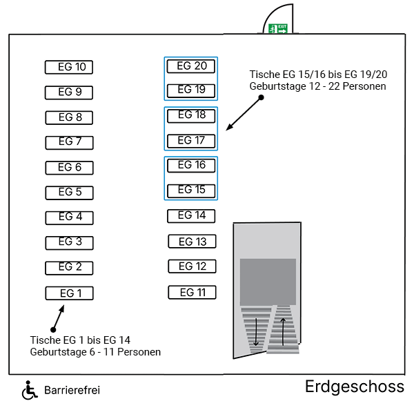 Tischplan Trampolino Andernach Erdgeschoss