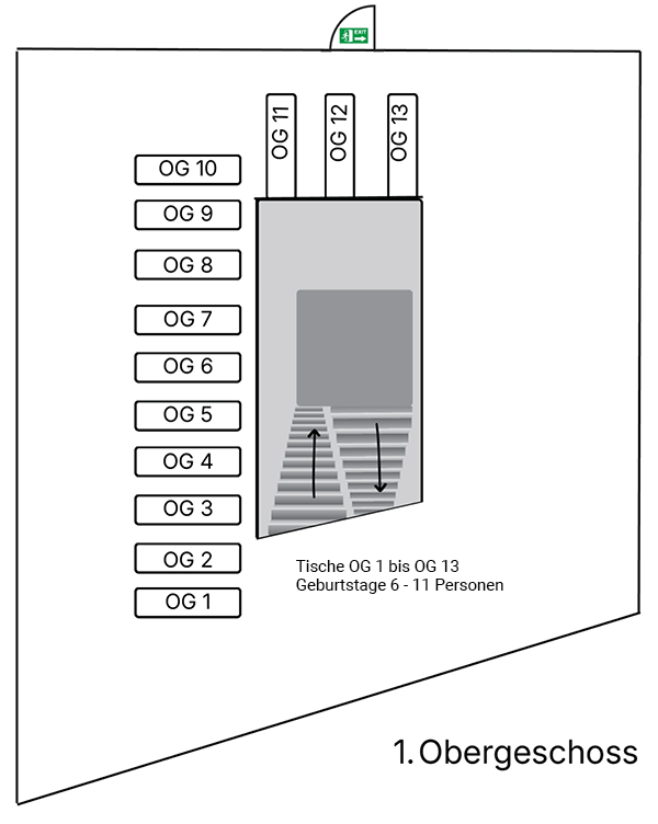 Tischplan Trampolino Andernach Obergeschoss